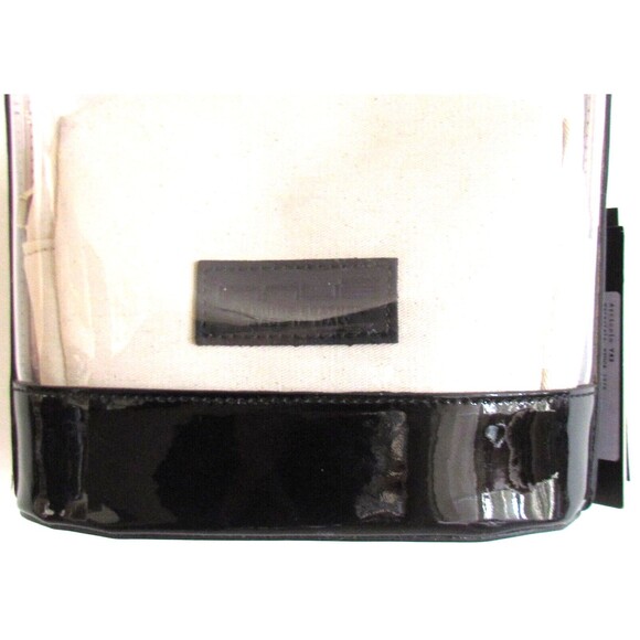 DESIGNERI NNUE' BLACK PATENT LEATHER /TRANSPARENT POUCH BUCKET SMALL BAG - Picture 3 of 15